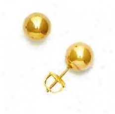 14k Yellow 7 Mm Ball Screw-back Earrings