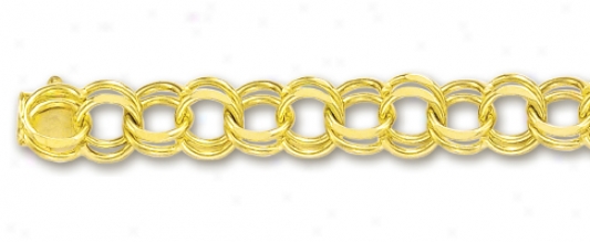 14k Yellow 7 Mm Charm Bracelet - 7 Inch