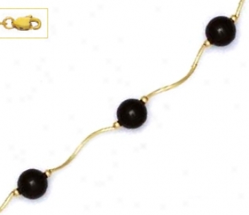 14k Yellow 7 Mm Round Black Crystal Pearl Necklace - Election 1