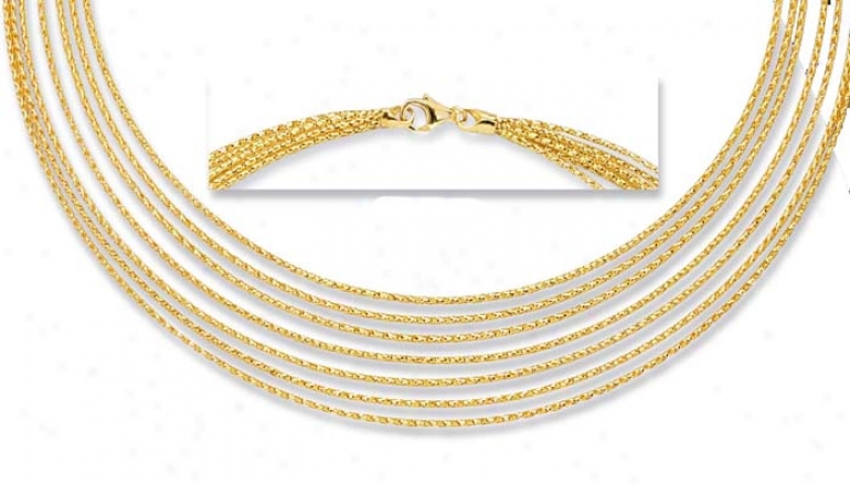 14k Yellow 7 Strand Necklace - 18 Inch