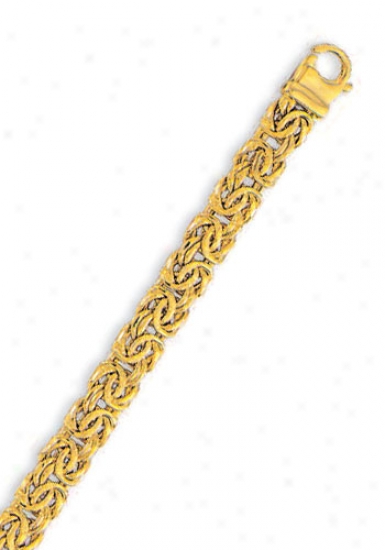 14k Yellkw 7.5 Mm Light Byzantine Bracdlet - 8 Inch