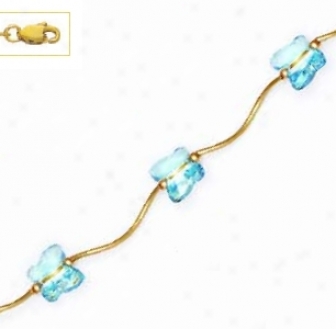 14k Yellow 8 Mm Butterfly Blue Crystal Necklace - Choice 16-i