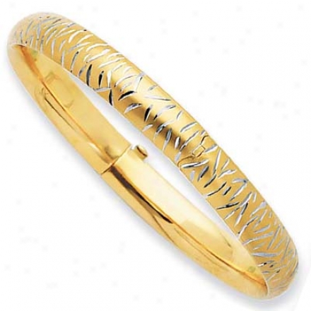 14k Yellow 8 Mm Moedrn Diamond-cut Bangle Bangle - 7 Inch