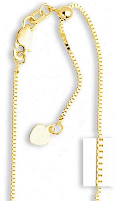 14k Yellow .85 Mm Adjustable Box Chain Necklace - 22 Inchh