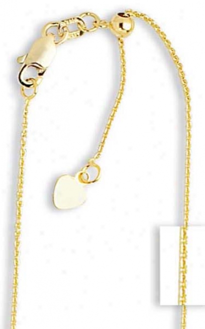 14k Yellow .90 Mm Adjustable Cable Chqiin Necklace - 22 Inch