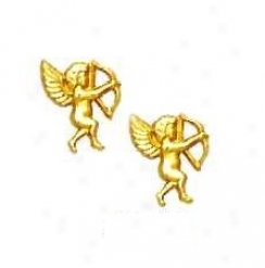 14k Yellow Angel Friction-back Post Earrings