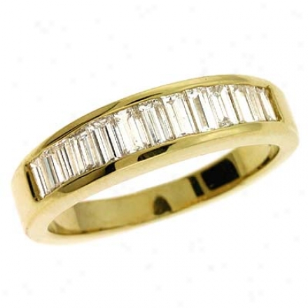 14k Yellow Baguette 1.15 Ct Diamond Band Ring