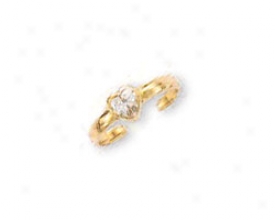 14k Yellow Bezel Heart Cubic Zirconia Toe Ring