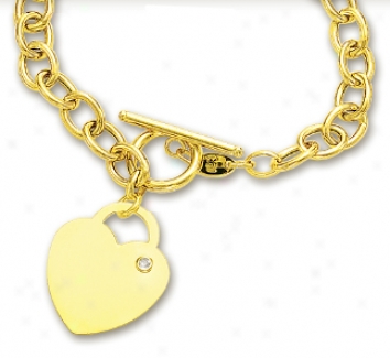 41k Yellow Bold Conscience Charm Toggle Diamond Bracelet - 7.5 In