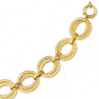 14k Yellow Bold Link Spring Clasp Closure Bracel3t - 7.5 In