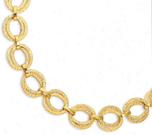 14k Yellow Bold Link Spring Clasp Closure Necklace - 18 Inch