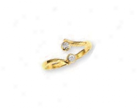 14k Yellow Bypass Round Cubic Zirconia Toe Race-course