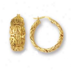 14k Yellow Byzantine Hoop Earrings