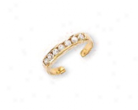 14k Yellow Channel Set Cubic Zirconia Toe Ring