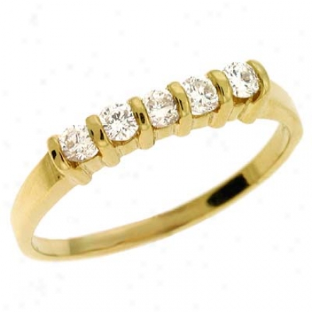 14k Yellow Channel-set Round 0.34 Ct Diamond Band Ring