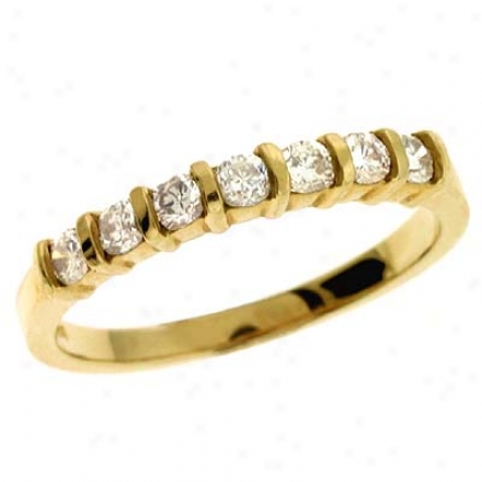 14k Yelllow Channel-set Round 0.38 Ct Diamond Band Ring