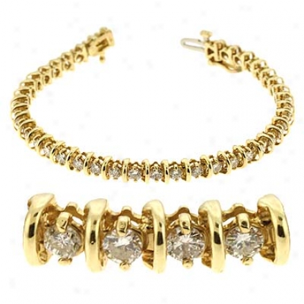 14k Yellow Channel-set Tennis 4.01 Ct Diamond Bracelet