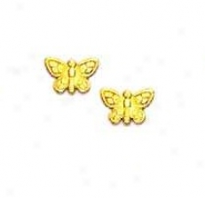 14k Yellow Childrens Butterfly Friction-back Post Earrings
