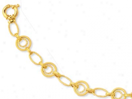 14k Golden Circular Ring Spring Ring Bracelet - 7.5 Inch
