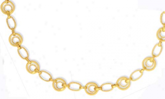 14k Yellow Circular Link Spfing Ring Necklace - 18 Inch