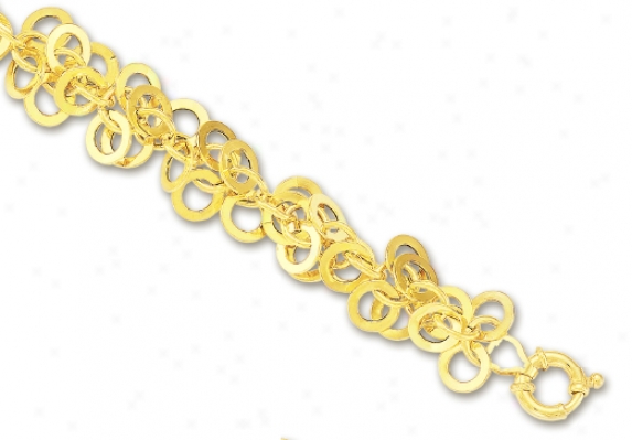 14k Yellow Circular Links Bracelet - 7.25 Inch