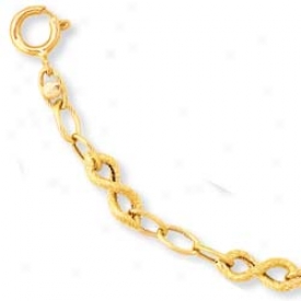 14k Yellow Crossover Link Spring Bracelet - 7.5 Inch