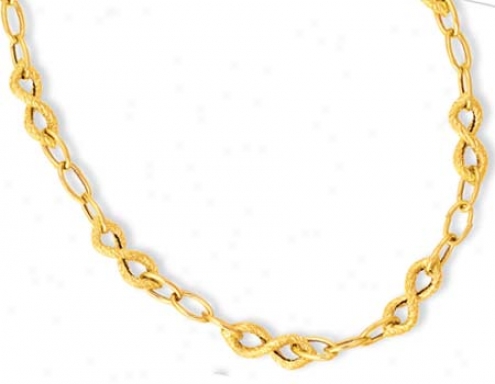 14k Yellow Crossover Link Spring Necklace - 18 Inch