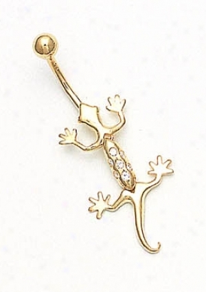 14k Yellow Cubic Zirconia Cz Liza5d Belly Ring