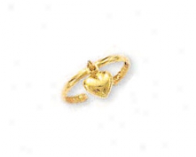 14k Yellow Dangling Heart Toe Ring