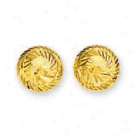 14k Yellow Diamond-cut Half Ball Stud Earrings