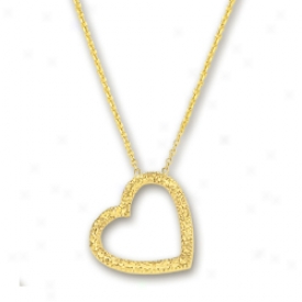 14k Golden Diamond-cut Heart Shaped Necklace - 17 Inch