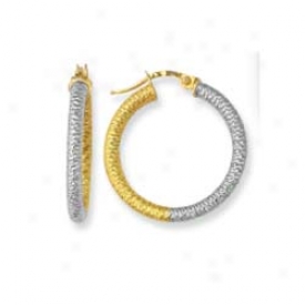 14k Golden Diamond Cut Hoop Earrings