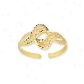 14k Yellow Double Wave Filigree Design Toe Ring