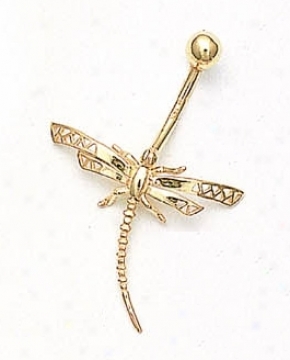 14k Yellow Dragonfly Belly Ring