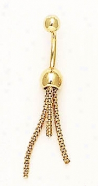 14k Yellow Drop Beads Belly Ring