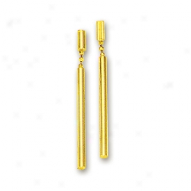 14k Yellow Elegant Bar Drop Earrings