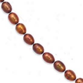 14k Yellow Elegant Oval Chocolate Pearl Necklace - 7 Inch