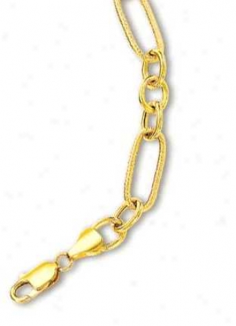 14k Yellow Elegant Oval Link Design Bracelet - 7.5 Inch