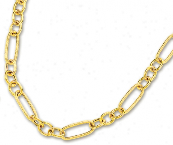 14k Yellow Elegant Oval Link Design Necklace - 18 Inch