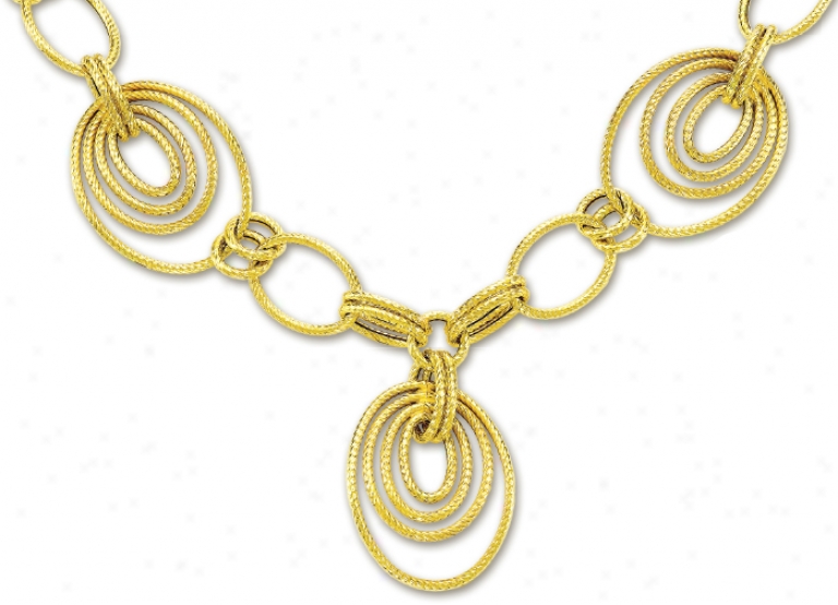 14k Yellow Elegant Oval Links Design Necklace - 17 Inch