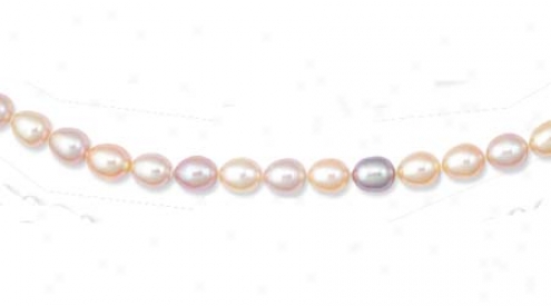 14k Yellow Elegant Oval Pink Pearl Necklace - 18 Inch