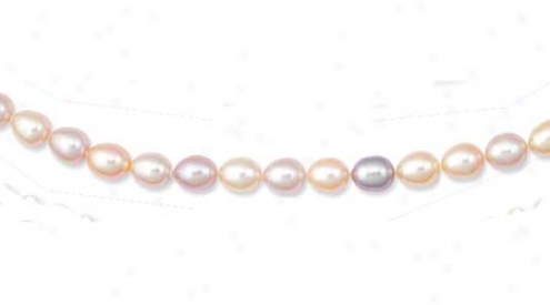14k Yellow Elegant Oval Pink Pearl Necklace - 20 Ich