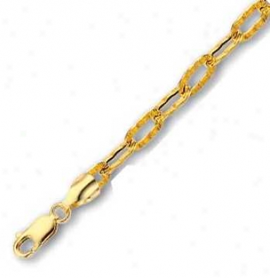 14k Yellow Faceted Anklet - 10 Inch