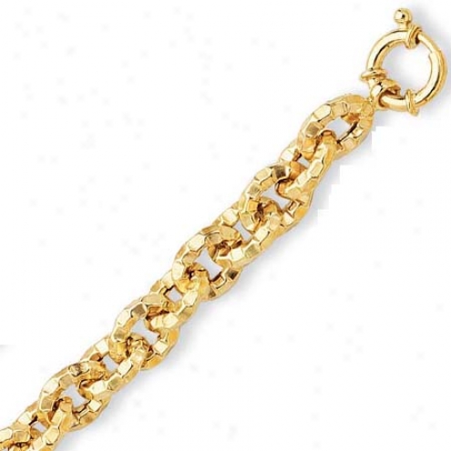 14k Yellow Faceted Design Bracelet - 7.5 Inch