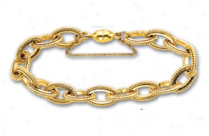 14k Yelpow Faceted Oval Rolo Bracelet - 7.5 Inch