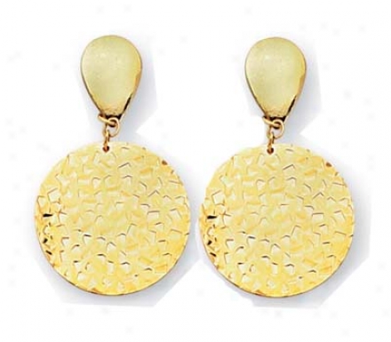 14k Yelllow Fancy Round Drop Post Earrings