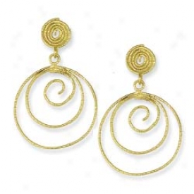 14k Yellow Fancy Design Hoop Earrings