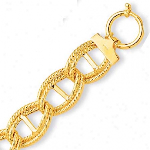 14k Yelliw Fancy Double Mariner Connective Bracelet - 7.5 Inch