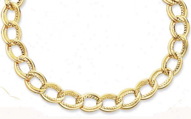 14k Golden Fancyy Double Oval Link Necklace - 18 Inch