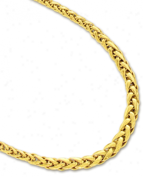 14k Yellow Fancy Flat Wheat Necklace - 17 Inch